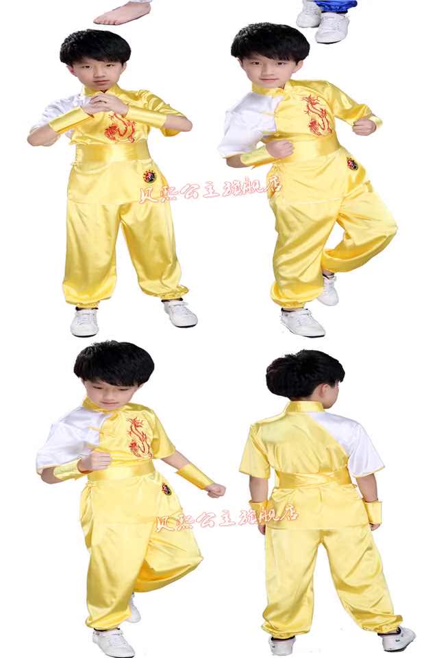 Quần áo biểu diễn võ thuật cho trẻ em Quần áo tập thể dục dài tay Quần áo gia đình trẻ em trai và gái Kung Fu Tai Chi đồ cho bé trai