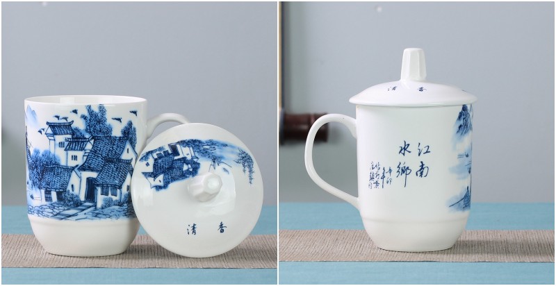 Office of jingdezhen ceramic cups with cover glass male household cup tea cup and wholesale custom mugs