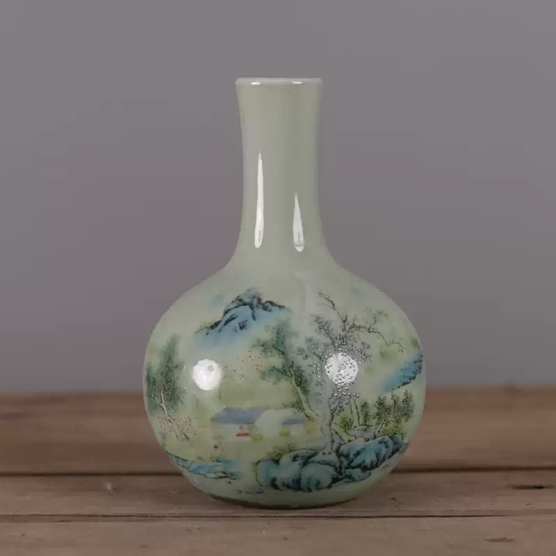 仿大清乾隆青花瓷瓶明清風格陶瓷花瓶瓷繪軒製古玩擺件青花纏枝蓮紋福筒