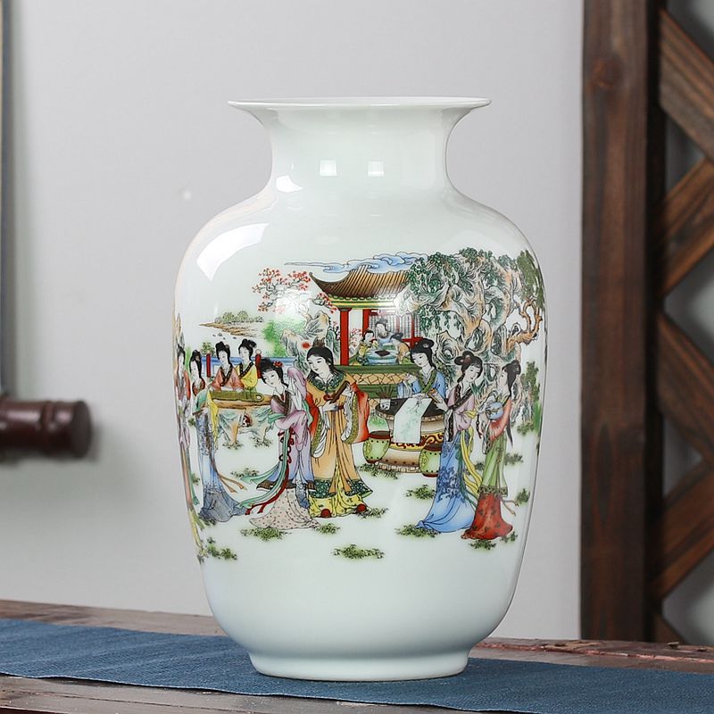 Jingdezhen ceramics floret bottle home furnishing articles dried flower arranging flowers, Chinese style living room TV cabinet handicraft