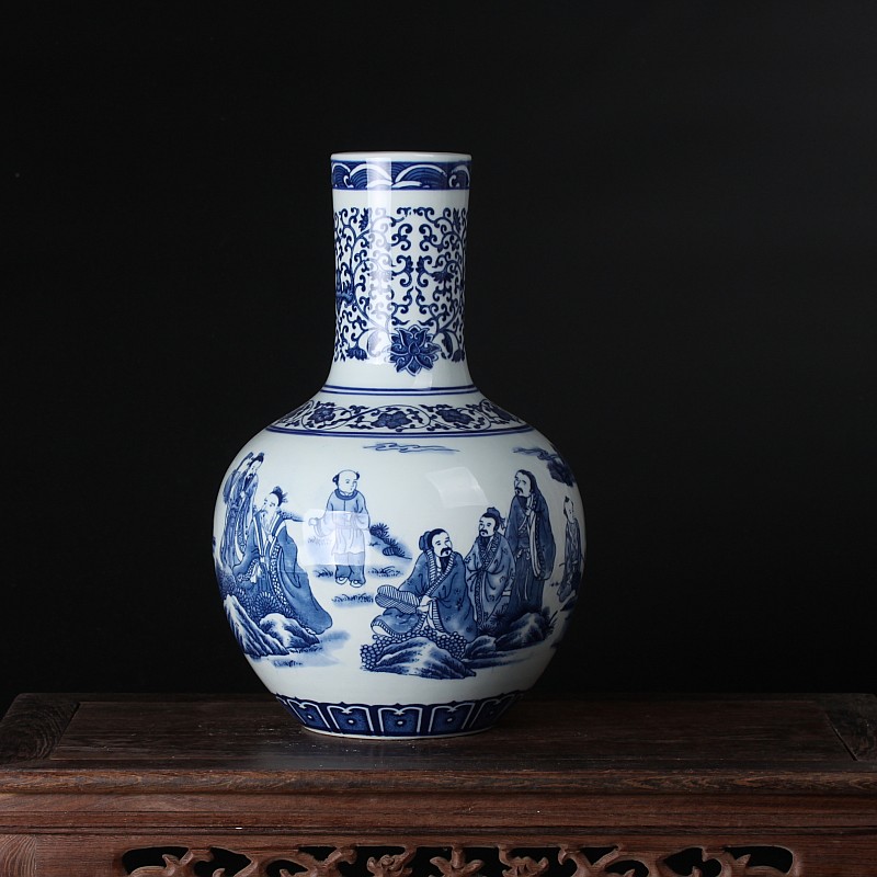 Jingdezhen ceramics antique flower Chinese blue and white porcelain vase furnishing articles contracted household sitting room adornment