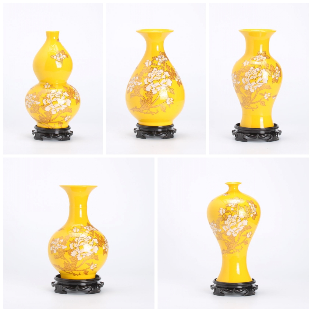 Ceramic floret bottle home sitting room Chinese red peony flower arranging, soft adornment style is contracted modern furnishing articles