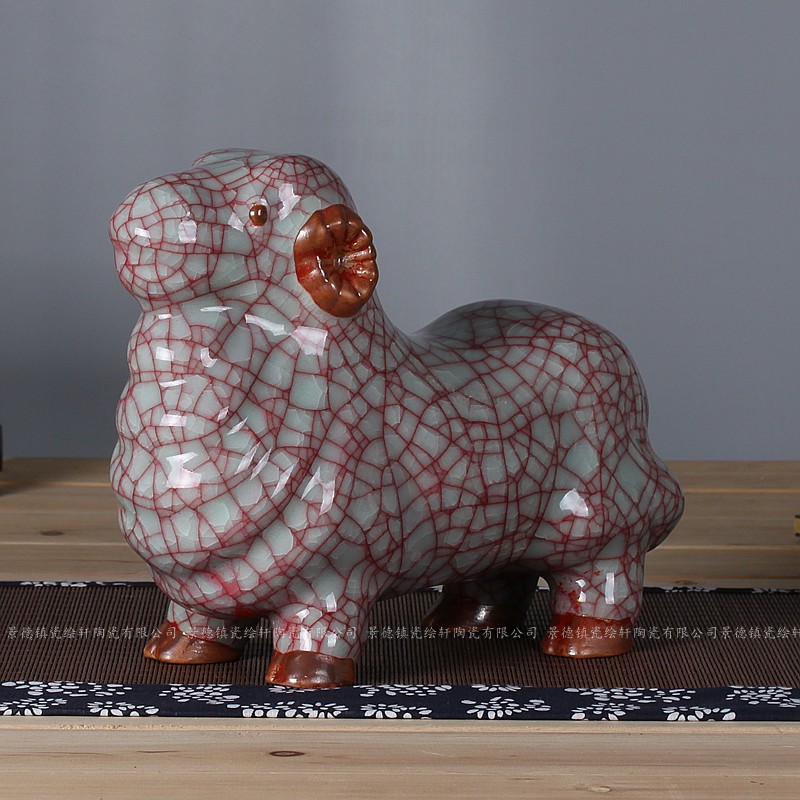 Jun porcelain ceramics slicing crack goat furnishing articles of modern ceramic decoration home decoration