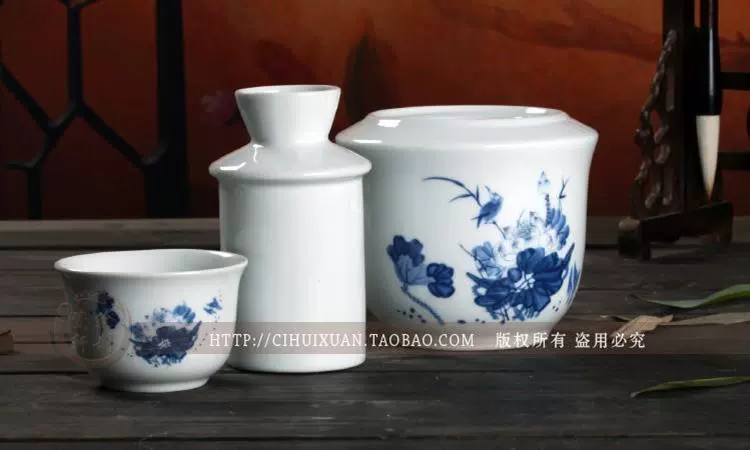 Jingdezhen gốm sứ ly rượu vang nồi lẩu ấm nồi rượu ba mảnh hai hoặc hai - Rượu vang