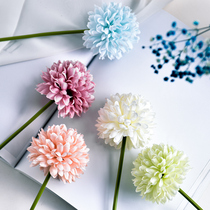 Single branch simulation flower ping pong chrysanthemum hydrangea dandelion fake flower silk flower indoor living room table decoration floral decoration