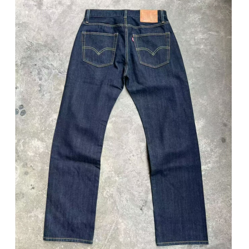 501 Classic Selvedge Denim Large E Dark Blue Original Color Premium Mid-Rise Straight-Leg Jeans Trousers 501 Classic Selvedge Denim Large E Dark Blue Original Color Premium Mid-Rise Straight-Leg Jeans Trousers