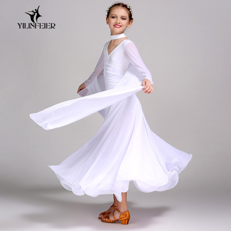 Elim Feier children's long-sleeved modern dance dress National standard dance dress new children's modern dance dress 0402A
