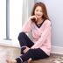 Bộ đồ ngủ mới của Telan mùa thu cotton dài tay hoạt hình mùa xuân và bộ đồ phục vụ mùa thu tại nhà cộng với phân bón XL hai mảnh bộ đồ ngủ nữ cotton Giống cái
