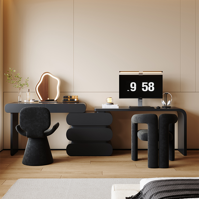 Dressing Table Integrated with Computer Desk, Simple Bedroom Bedside Cabinet, Corner Storage Cabinet, Two-In-One Desk and Makeup Table