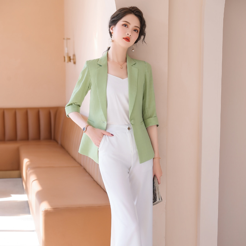 Professional suit Women's summer Korean temperament short-sleeved suit Two-piece work clothes Nine-point wide-leg pants Business formal dress