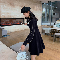 Lan language fat sister mm Hepburn female master skirt size womens autumn and winter New Lantern sleeve waist slim jumpsuit skirt