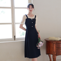 Blue Language Big Code Woman Dress Fat Mm Temperament Fake Two Dress Sweaters Slim 2022 Summer New Closeted Waist Cover Little Black Dress