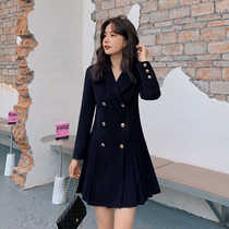 Blue Language Big Code Woman Dress Fat Younger Sister Mm Herben Wind Suit 100 Plexen Dress 2022 Spring New Fivetbelly Little Black Dress