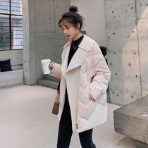 Blue Plus Size Women Fat Sister mm Temperament Lamb Hair Splice Down Jacket 2021 Winter Warm Coat Thick