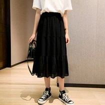 Blue Language Big Code Women Dress Fat Mm Black Snowspun Half Body Dress Summer New High Waist Display Slim a large hem Long dress