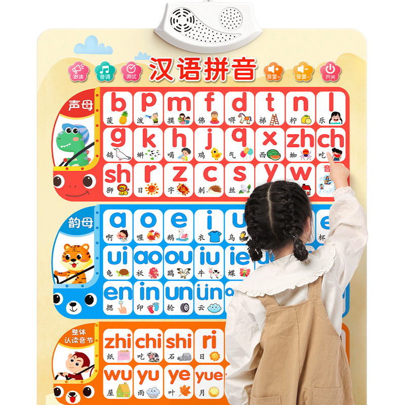 Chinese Pinyin Alphabet Wall Sticker Spelling Training, Initial and Final Pronunciation, Whole Syllable Recognition, Sound Hanging Chart, Point Reading