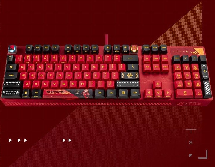 Asus Rog Co-Branded Eva Unit 2 Asuka Mechanical Keyboard and Mouse with Red and Blue Switches, Republic of Gamers E-Sports Peripherals