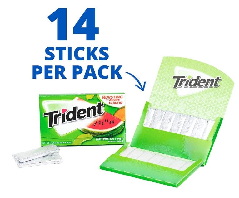 Bian Boxian with the United States imported Trident Trident xylitol chewing gum watermelon flavor