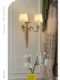 American-Style All-Copper Fabric Wall Lamp, French Retro Living Room, Bedroom, Dining Room Creative Art Handmade Pure Copper Wall Lamp