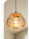 Dige French-Style Vintage Painted Rose Pearl Small Pendant Light for Bedroom Bedside, Entryway, Bar Counter Floral Pendant Light