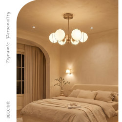 Ring Star Bauhaus Glass Chandelier Minimalist Light Luxury Glass Ball High-End Living Room Chandelier Eye-Protection Main Light Fixture