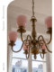French Retro Pink Glass Chandelier Bedroom Lamp Living Room Dining Room Chandelier Creative Designer Style Mid-Century Style Lighting Fixtures