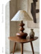 French-Style Vintage Shell Table Lamp with a High-End Feel, Shell Lampshade, Mid-Century Style Rubberwood Bedroom Bedside Table Lamp