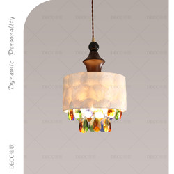 Creative Shell-Shaped Colorful Crystal Chandelier, All-Copper French-Style Dining Room Chandelier, Bedroom Bedside Chandelier, Vintage Bar Counter Lighting