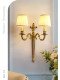 American-Style All-Copper Fabric Wall Lamp, French Retro Living Room, Bedroom, Dining Room Creative Art Handmade Pure Copper Wall Lamp