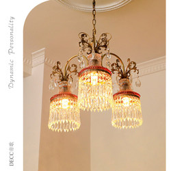 All-Copper French-Style Light Luxury Crystal Chandelier with a Vintage Wine Glass Design for Bedroom, Bedside, Living Room, Hallway, and Corridor