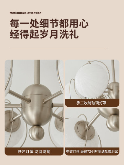 Ring Star Bauhaus Glass Chandelier Minimalist Light Luxury Glass Ball High-End Living Room Chandelier Eye-Protection Main Light Fixture