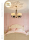 Dige American-Style Retro Chandelier for Living Room and Dining Room, Polka Dot Lampshade, Bow Decoration, Personalized Creative Children's Room Lighting