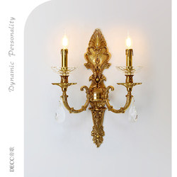 Creative All-Copper Carved Wall Lamp European-Style Living Room Study Bedroom Corridor French Retro Villa Luxurious and Elegant Lighting Fixtures
