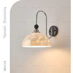 French-Style Creative Shell Wall Lamp for Bedroom Bedside, Atmospheric Wall Lamp, Light Luxury and Elegant Cream-Style Living Room Entrance Lighting