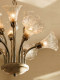 Creative Chrome-Colored Trumpet Flower Glass Chandelier for Living Room, Bedroom, Dining Room, French-Style Light Luxury Cream-Style Decorative Lighting