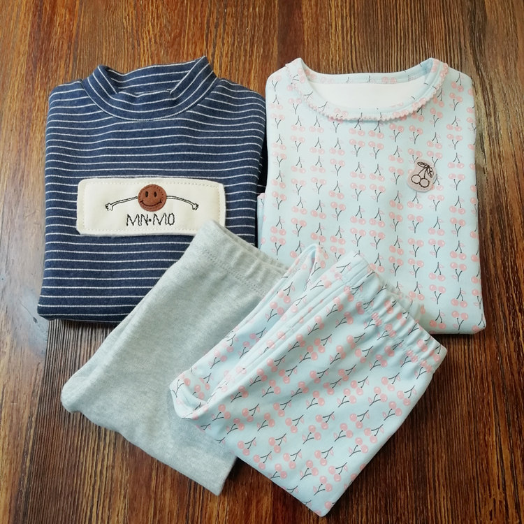 Special price in collar thickened sea turtle love Winter thermal cotton lingerie suit Children's home Clothing Boy Girl Autumn Clothes