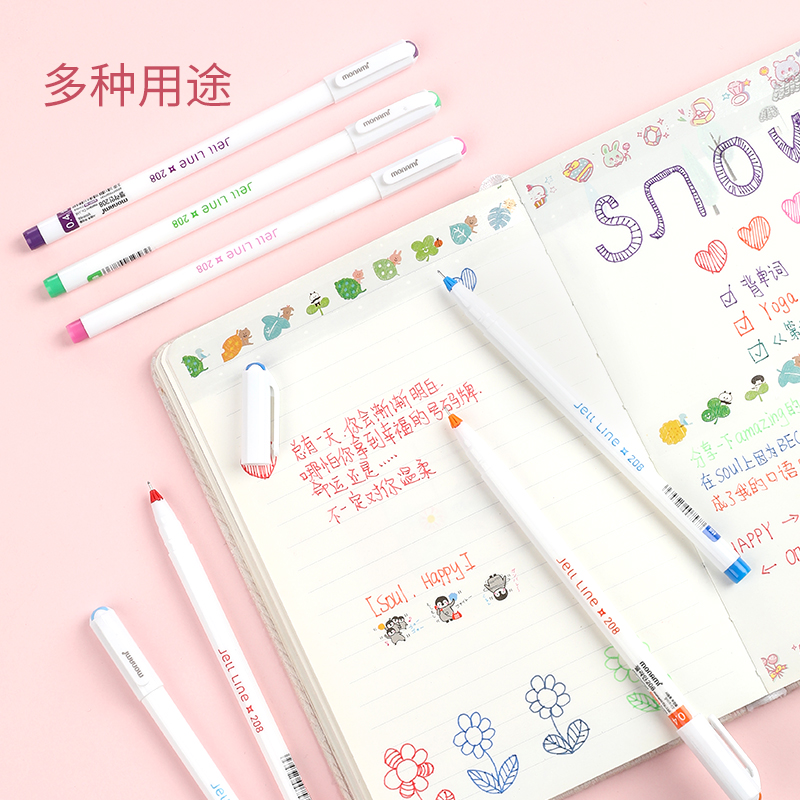 Korea Munami Jell Line official authentic color gel pen fountain pen cute students use black to make notes gel pen metal nib stationery black pen Muna
