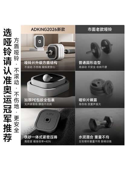 Dumbbells for Men and Women, Home Fitness Equipment, Adjustable Weight Barbell Strength Training Set, Kettlebells for Dormitory