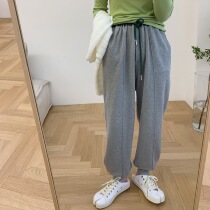 Zhou Mu Mu Small Guard Pants Female Korean Loose Casual Pants 2020 Spring Gray Pants Joker Sports Pants