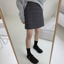 Zhou Mu woolen dress women 2019 Winter new Korean version of Joker a character retro skirt high waist plaid skirt