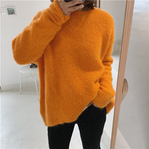 APIT wooden recommended bright orange pullover loose sweater winter New Wild