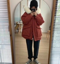 Zhoumu Wood 90 white duck down warm thick fox fur collar loose casual hooded Parker down jacket winter