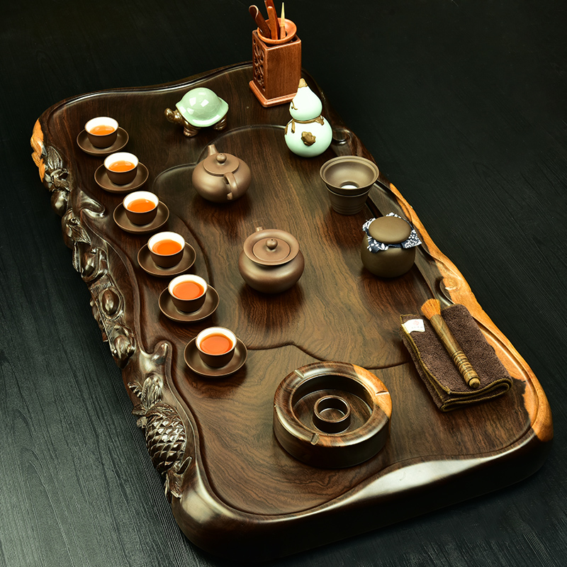 The beginning day, ebony tea tray was kung fu tea set solid wood carved sea are it tea tea tea tea table