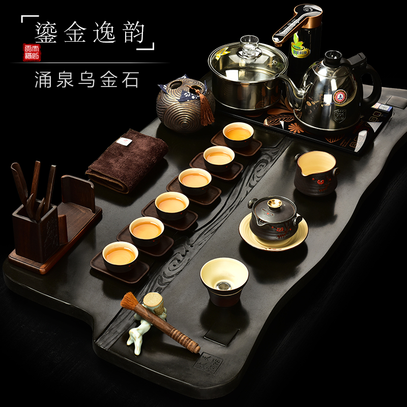 Purple sand tea set the beginning day, kung fu suit the joining together of four automatic intelligent stone tea tray annatto tea pot of tea