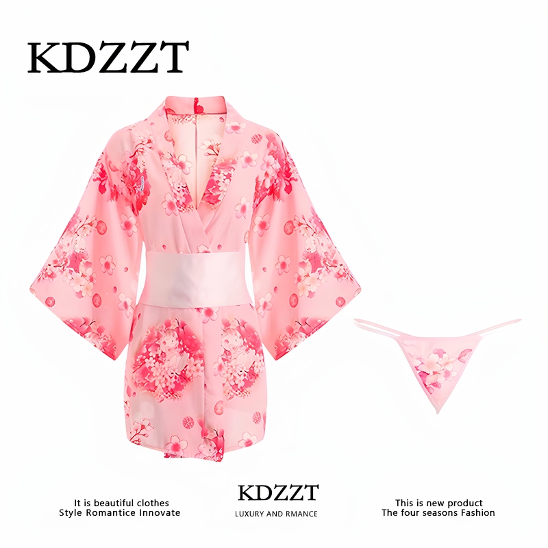Kdzzt French Design Japanese-Style Kimono Cardigan Uniform Cherry Blossom Soft Girl Cheongsam Nightdress Set Loungewear Style Kdzzt French Design Japanese-Style Kimono Cardigan Uniform Cherry Blossom Soft Girl Cheongsam Nightdress Set Loungewear Style