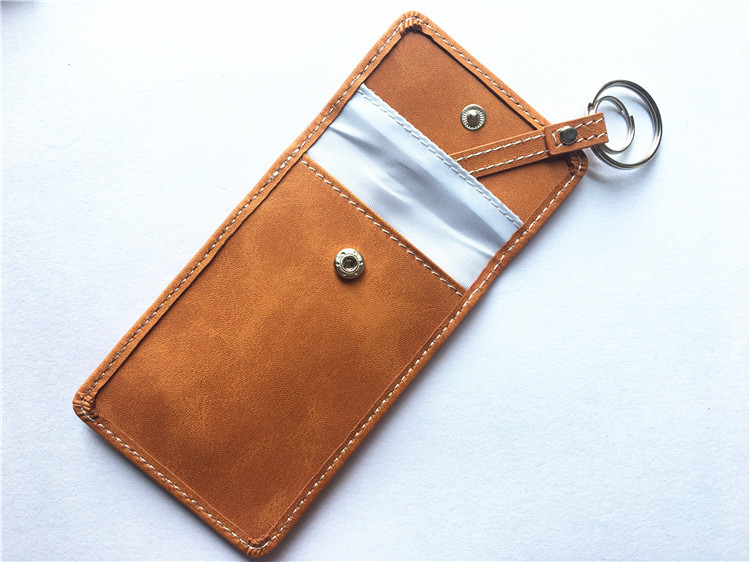 Two-color leather double-layer RFID car shielding signal key bag anti-theft anti-scanning shielding bag anti-location