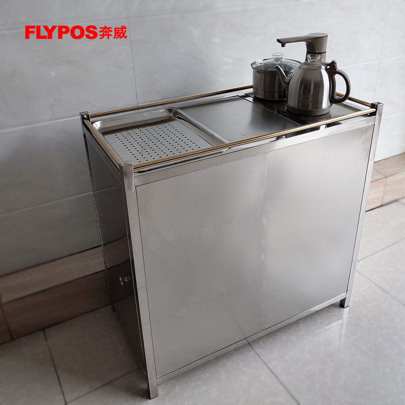 Stainless Steel Tea Water Cabinet Restaurant Custom Style Commercial Tea Desk Hotel Metal Tea Table Cabinet Double Door Triple Dining Side Table