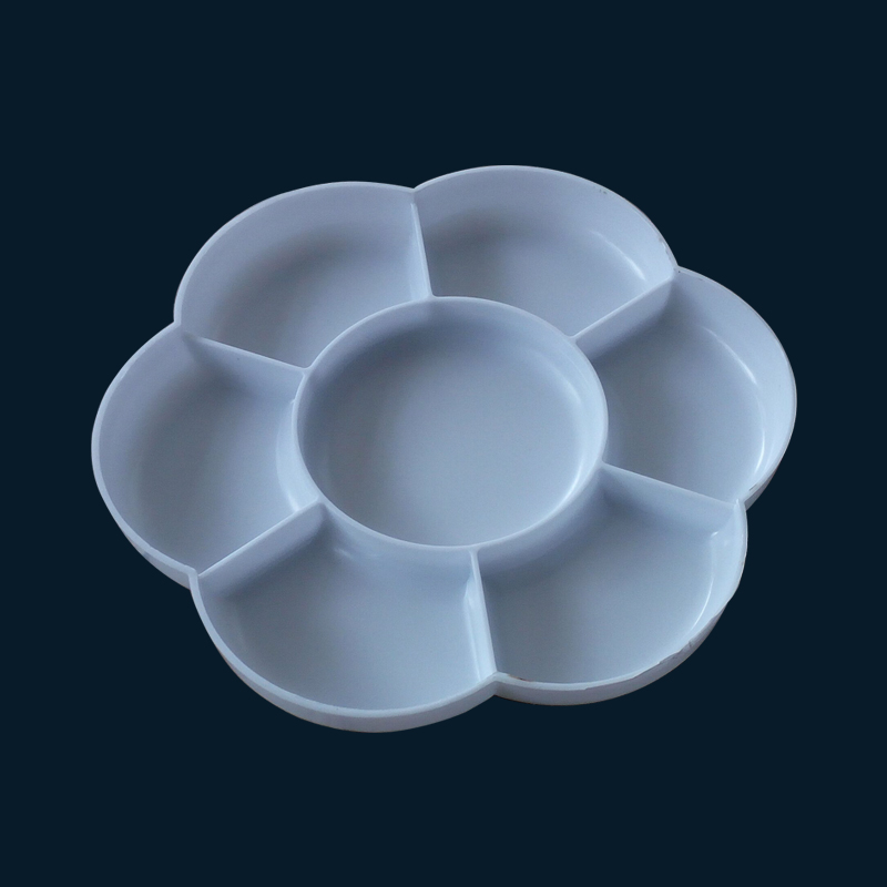 Fine Arts Supplies Thickened Plum Blossom Shaped Eco-friendly Plastic 7 Grids Color Pan Watercolor Country Painting Water Powder Paint Toning Dish