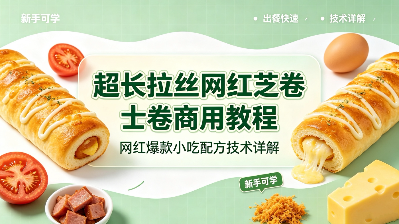 L72655超长拉丝网红芝士卷商用教程 网红爆款小吃配方技术详解-简创库网