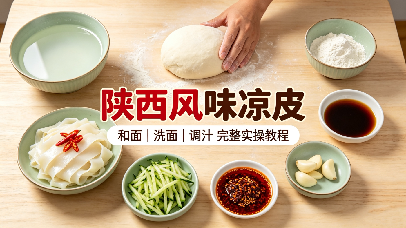 L25960陕西风味凉皮和面、洗面、调汁完整实操教程-简创库网